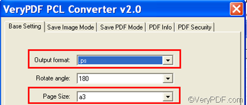 set options to convert PX3 to PS and fit to paper size