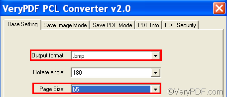 set options to convert PX3 to BMP and fit to paper size