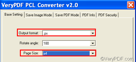 set options to convert PRN to PS and fit to paper size