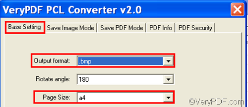 set options to convert PRN to BMP and fit to paper size