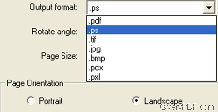 to convert PRN to PostScript and set page orientation