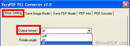 to set tif as the output format