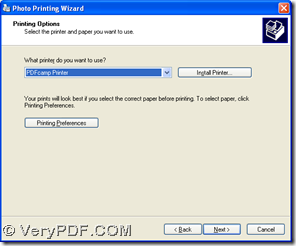 choose "PDFcamp Printer" and click "Next"