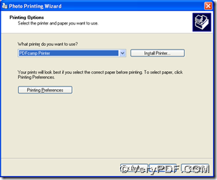 select “PDFcamp Printer”