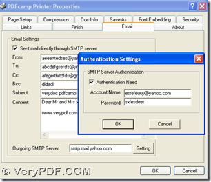 edit email sender and receiver and SMTP