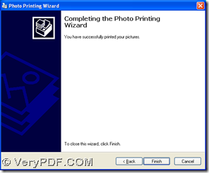 click "Finish" for closing printing wizard