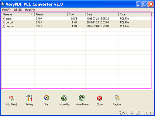 drag  the pcl files and drop them to the lsit box