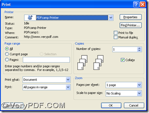 select "PDFcamp Printer" and click "OK"