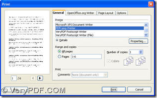 click "CTRL + P" to open print panel and select "PDFcamp Printer" and click "Print"