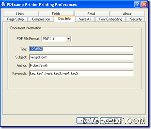 edit title, subject, author and keywords of PDF on preferences panel 
