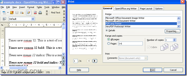 open xlsx file and click "PDFcamp Printer" on print panel and click "Print"