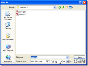 select folder for PDF file and click "Save' in dialog box of "Save As"