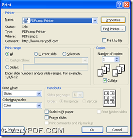 select "PDFcamp Printer" on print panel