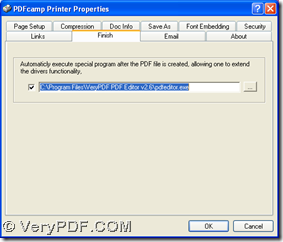 type path of installer of PDF editor in edit box on properties panel