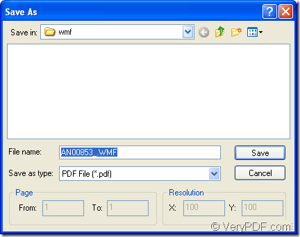 create pdf from wmf in save as dialog box