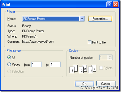 select "PDFcamp Printer" and click "Properties"