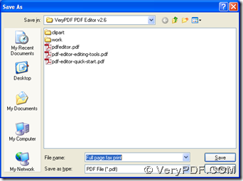 save pdf file and name it in dialog box of 'Save As' with one click on "Save"