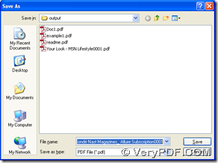 save PDF in dialog box of 'Save As' with one click on "Save"