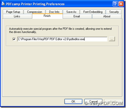 click check-box and input path of installer of PDF Editor and click "OK" on preferences panel