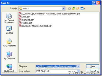 save PDF in dialog box of "Save As" and click "Save"