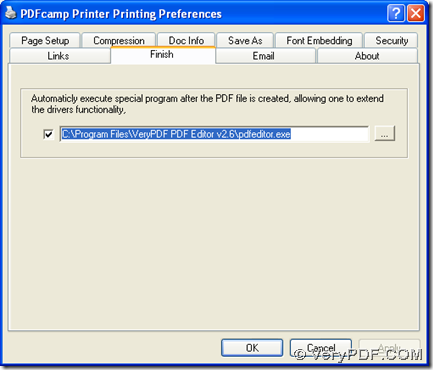 click check-box and type path of installer of PDF Editor in edit box and click "OK"