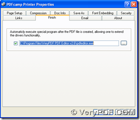 click check box and type path of installer of PDF Editor and click "OK" on properties panel