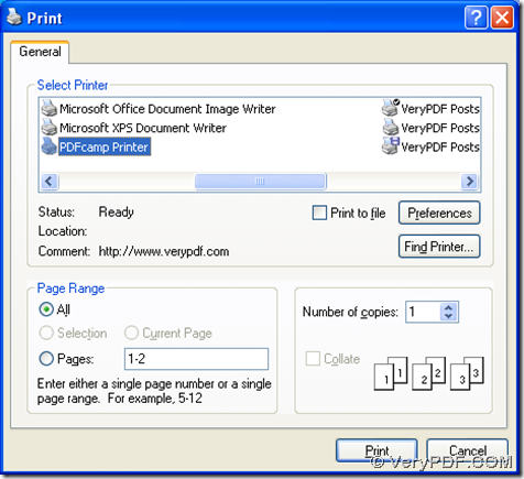 click "PDFcamp Printer" and click "Preferences"