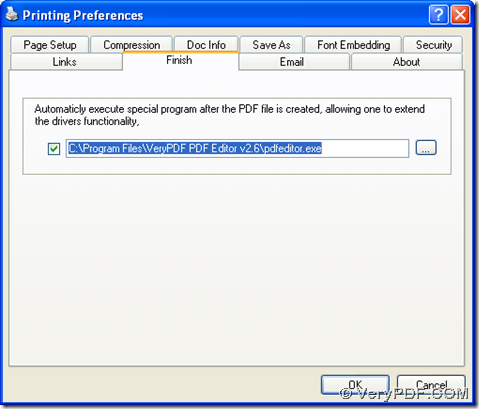 click "Finish" and click check box and input path of installer of PDF Editor and click "OK"
