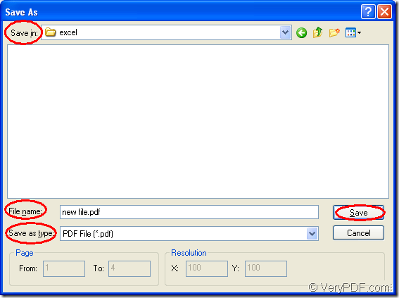 save pdf from xls in Save as dialog box