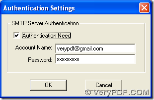 set SMTP Server Authentication and click "OK"