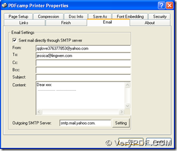 click check-box "Sent mail directly through SMTP server and edit other relatives