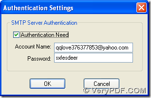 edit SMTP server authentication and click "ok"