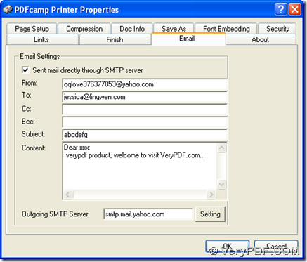 edit email SMTP server and send mail directly