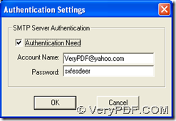 set account name and password for authentication need