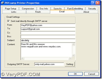 edit emails accounts and set SMTP
