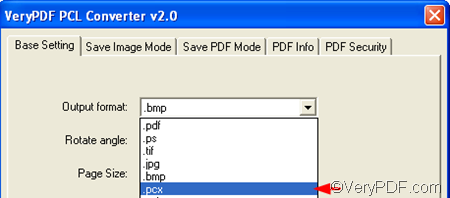 Specify PCX as the output format
