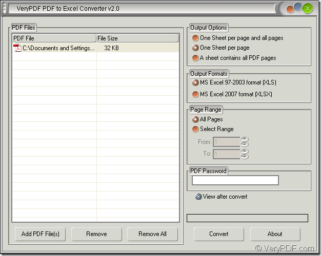 convert PDF to XLSX in PDF to Excel Converter