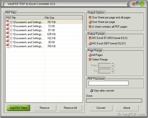 convert PDF to XLS in PDF to Excel Converter