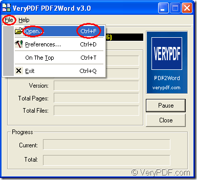 main interface of PDF2Word