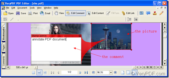 annotate PDF with picture in PDF Editor