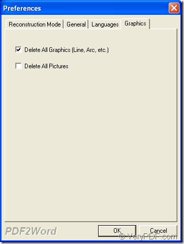 remove graphics in Preference dialog box