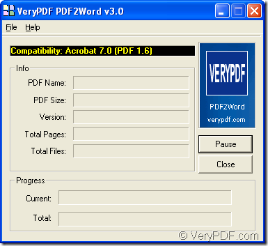 main interface of PDF2Word