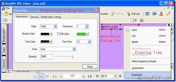 add annotation text box in PDF Editor