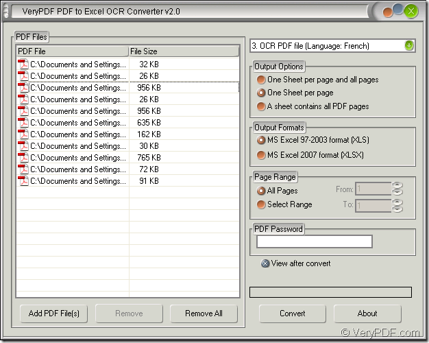 add PDF to PDF to Excel OCR Converter