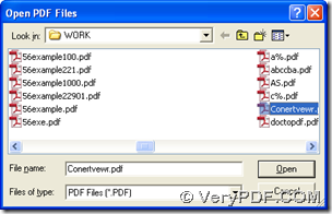 dialog box of "Open PDF Files"