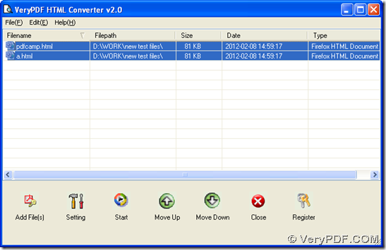 interface of HTML Converter