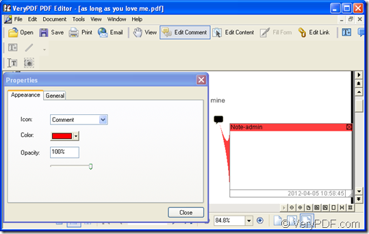 comment PDF document in PDF Editor