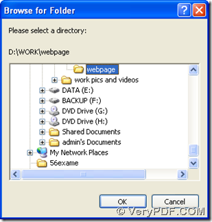dialog box of "browse for folder"