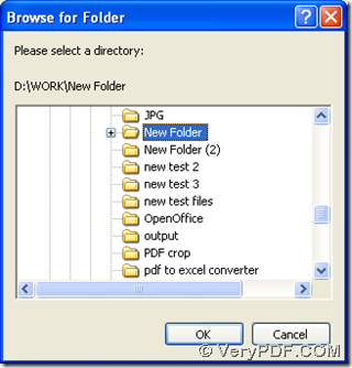 dialog box of "browse for folder"