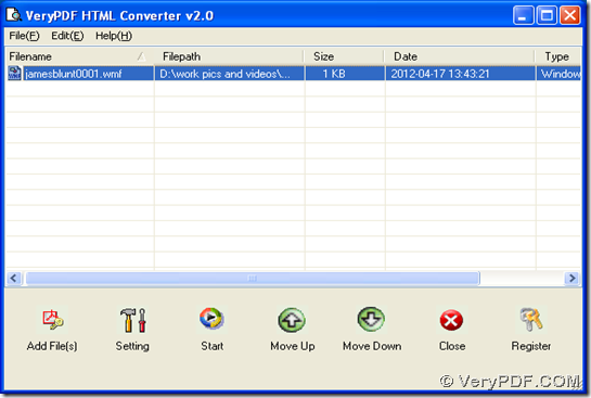 interface of HTML Converter for converting WMF to TIF
